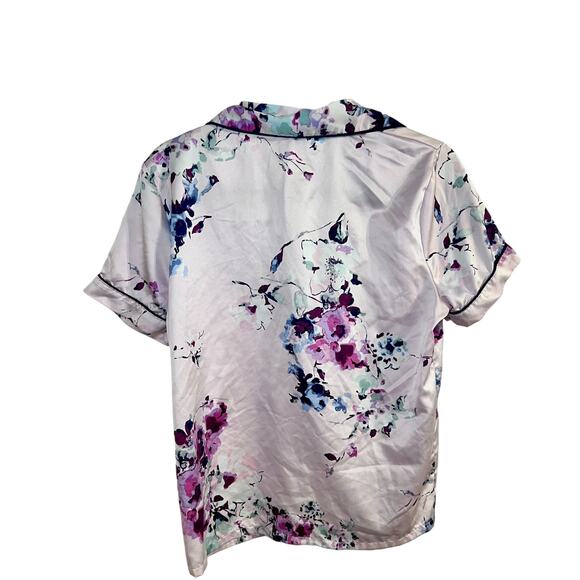 In Bloom by Jonquil satin floral pajama button front top - Picture 4 of 4